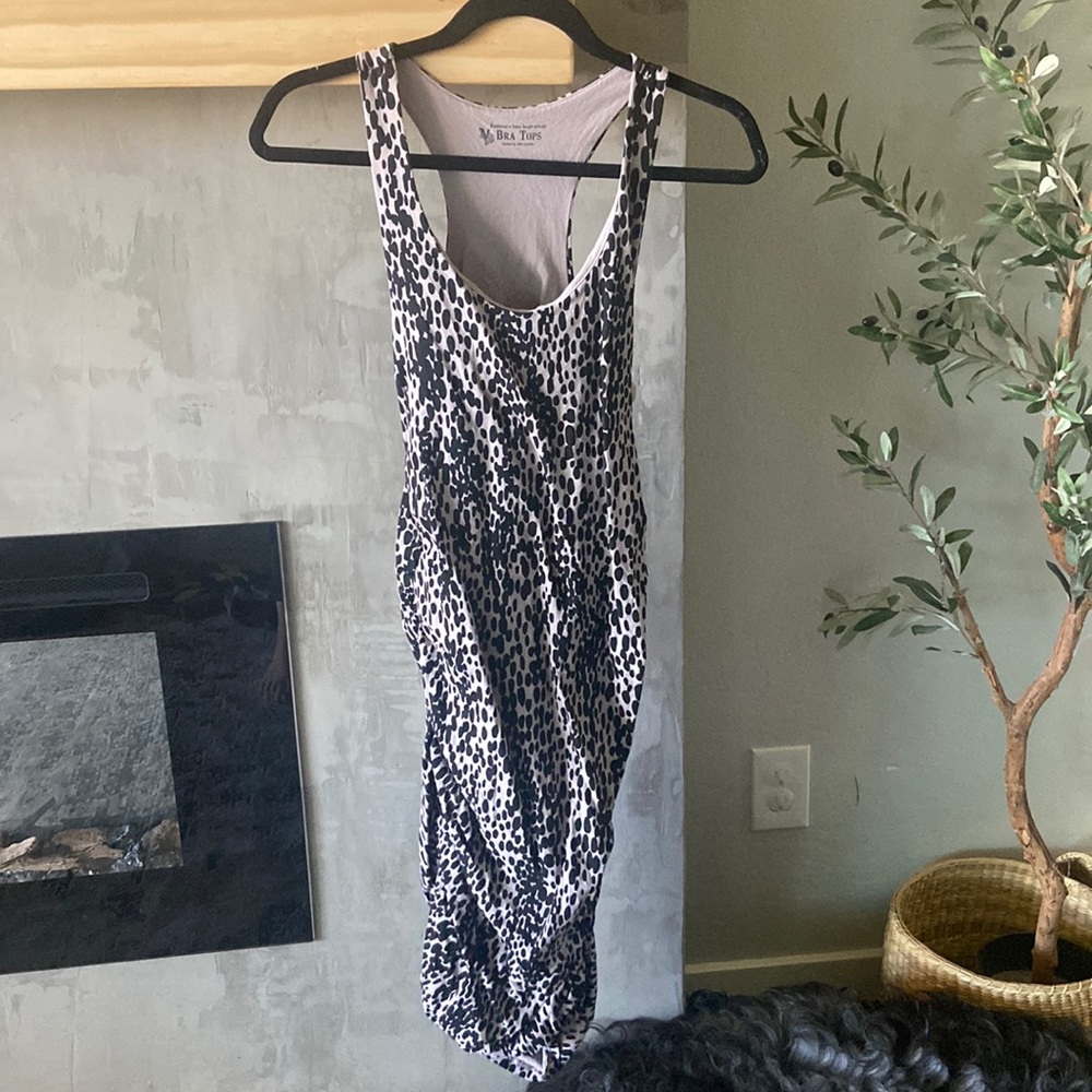 Leopard print, racer back dress, with ruching